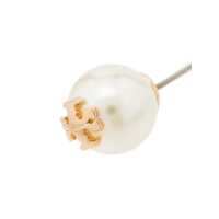 Bijuterii Tory Burch Dama - Bijuterii Tory Burch Kira Metallic Stud Earings With Peal And Double T Motif In Brass Woman GREY Femei (BM 18863757) - B-mall.ro