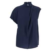 Topuri Blue Top With High Neck And Asymmetrical Design In Fabric Woman Femei
