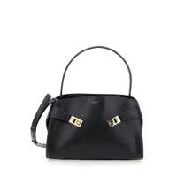 Genti de umar 'Hug' Black Shoulder Bag With Logo Print On The Front In Leather Woman Femei