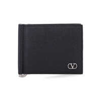 Portofele Valentino Garavani Vlogo Signature Grainy Calfskin Bi-Fold Wallet With Money Clip Barbati