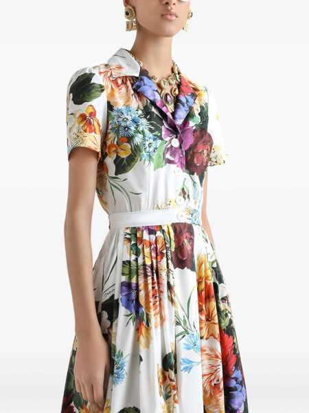 Rochii Dolce & Gabbana Dolce & Gabbana Poplin Midi Dress With Floral Bouquet Print MULTICOLOUR Femei (BM 18865209) 4