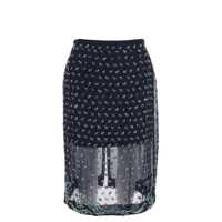 Fuste Dries Van Noten Blue Georgette Midi Skirt With Embroidered Crystals Femei