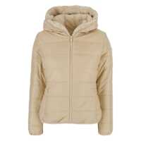 Geci de iarna 'Laila' Beige Down Jacket With Hood I N Ecofur Woman Femei