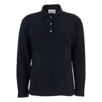 Tricouri Polo Blue Polo Shirt With Classic Collar And Long Sleeves In Wool Woman Femei