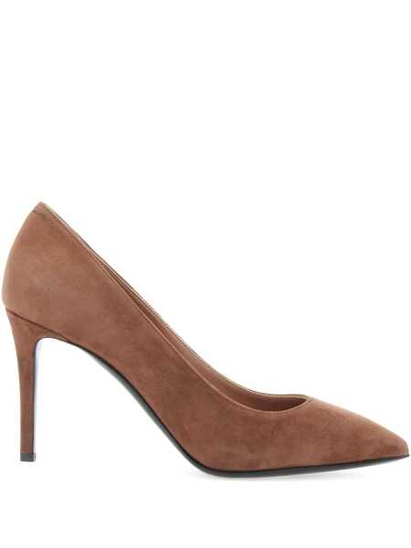Pantofi cu toc POLLINI Brown Pumps With Stiletto High Heel In Suede Woman BROWN Femei (BM 18867186) 1