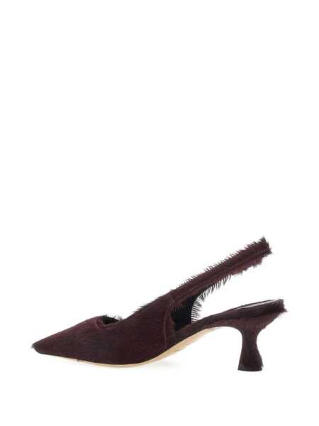 Pantofi cu toc Semicouture Bordeaux Pumps With Pointed Toe And Fur Effect In Leather Woman Red Femei (BM 18867615) 3