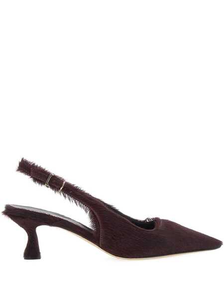 Pantofi cu toc Semicouture Bordeaux Pumps With Pointed Toe And Fur Effect In Leather Woman Red Femei (BM 18867615) 1