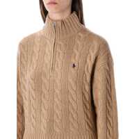 Tricouri Polo Ralph Lauren Dama - Tricouri Polo Ralph Lauren Polo Ralph Lauren Wool And Cashmere Cable-Knit Half-Zip Sweater COLLECTION CAMEL Femei (BM 18870480) - B-mall.ro