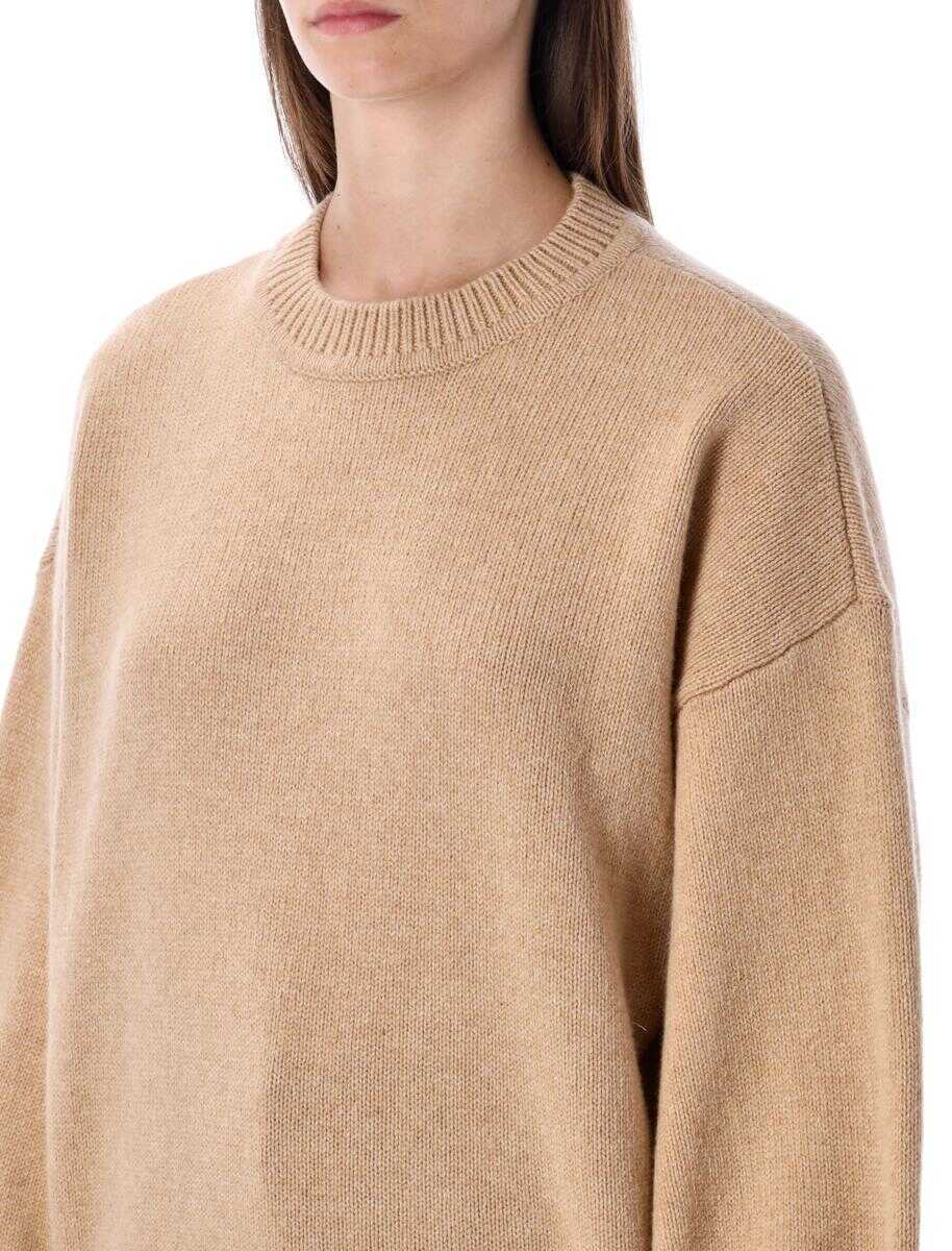 Pulovere Sessun Sessn Camel Wool Knit Sweater With Balloon Sleeves MILK TEA Femei (BM 18870513) 3