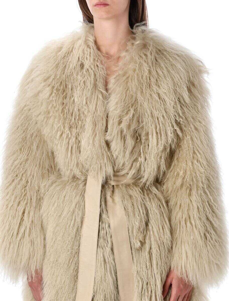 Paltoane S.W.O.R.D 6.6.44 S.W.O.R.D 6.6.44 Mongolian Shearling Maxi Coat Beige Femei (BM 18870567) 3