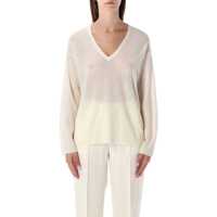 Pulovere Fabiana Filippi V-Neck Lightweight Sweater Ivory Femei