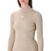 Pulovere COURRÈGES Dama - Pulovere COURRGES Courrges Rib Knit Mock Neck Sweater Brown Femei (BM 18870705) - B-mall.ro