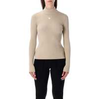 Pulovere Courrèges Rib Knit Mock Neck Sweater Femei