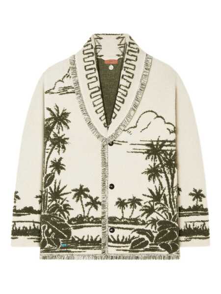 Cardigane ALANUI Alanui Alanui Jacquard Cardigan With Tropical Pattern WHITE Barbati (BM 18873237) 1