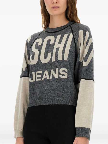 Tricouri MOSCHINO JEANS Jersey With Inlaid Logo GREY Femei (BM 18874813) 4