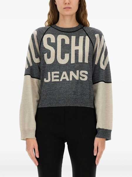 Tricouri MOSCHINO JEANS Jersey With Inlaid Logo GREY Femei (BM 18874813) 1