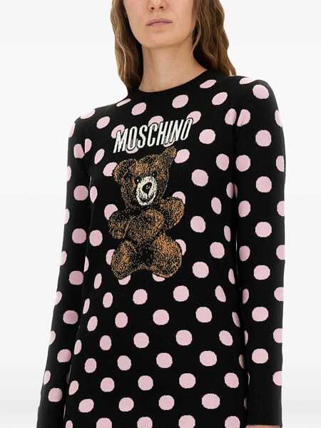 Rochii casual Moschino Polka Dot Dress With Logo BLACK Femei (BM 18874849) 4