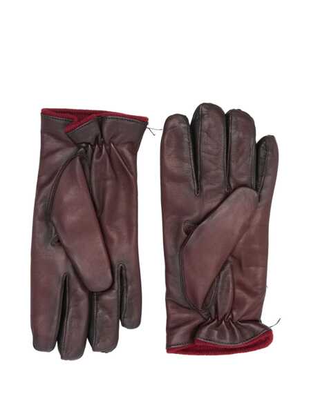 Manusi Paul Smith Paul Smith Burgundy Gloves In Leather And Wool Red Barbati (BM 18883647) 2