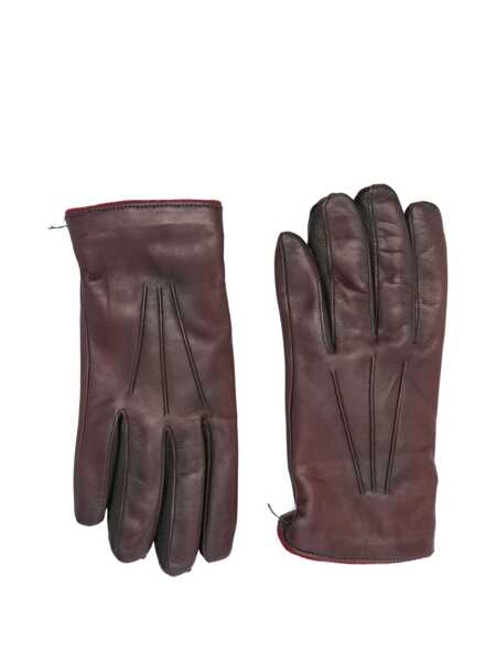 Manusi Paul Smith Paul Smith Burgundy Gloves In Leather And Wool Red Barbati (BM 18883647) 1