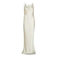 Rochii White Maxi Dress With Scowl Neck And Lace Detail On The Rear In Silk Woman Femei