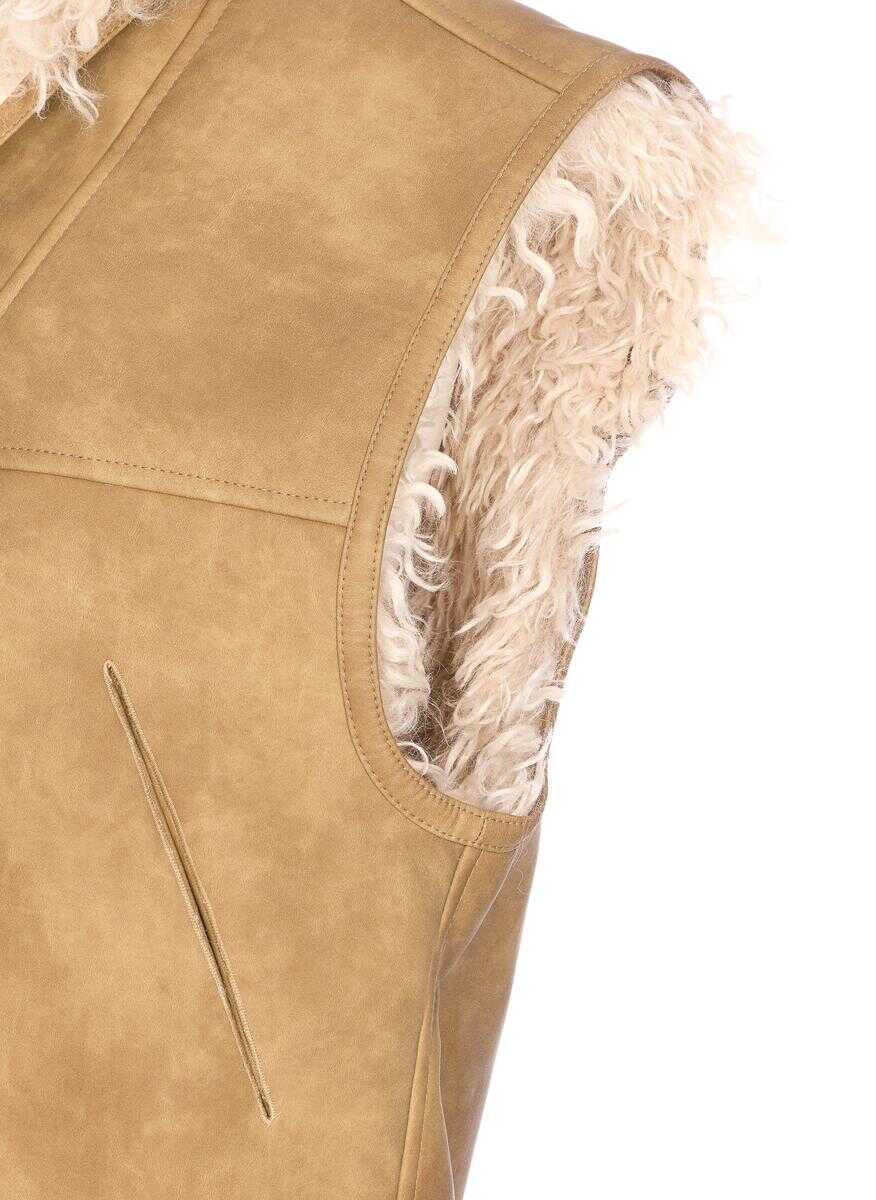 Paltoane Isabel Marant Beige Shearling Coat With Reversible Deisgn And Button Closure In Fur Woman Beige Femei (BM 18888021) 3