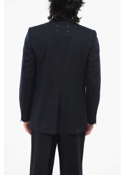 Sacouri Maison Margiela Mm1 Ton Sur Ton Striped Wool Blazer Blue Barbati (BM 18890593) 2