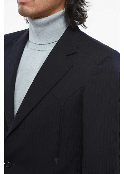 Sacouri Maison Margiela Mm1 Ton Sur Ton Striped Wool Blazer Blue Barbati (BM 18890593) 3