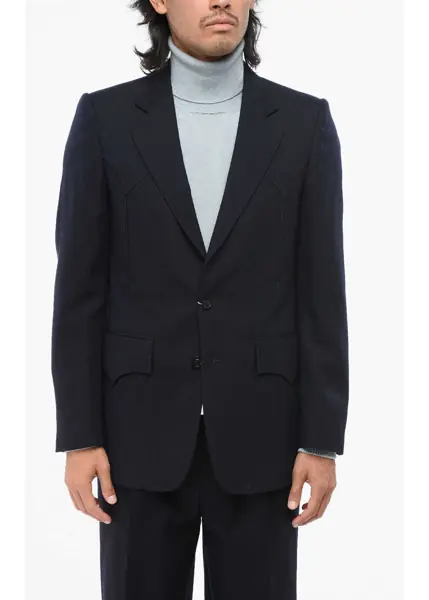 Sacouri Maison Margiela Mm1 Ton Sur Ton Striped Wool Blazer Blue Barbati (BM 18890593) 1