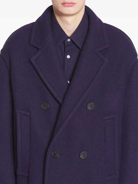 Paltoane Lanvin Virgin Wool Double-Breasted Coat Blue Barbati (BM 18890608) 5