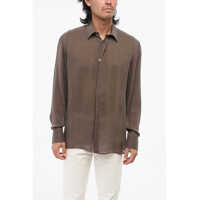 Camasi casual Solid Color Silk Shirt Barbati