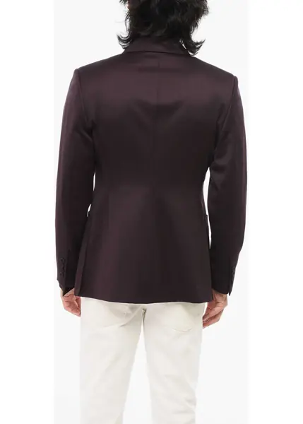 Sacouri Dior Virgin Wool Peak Lapel Double-Breasted Blazer Burgundy Barbati (BM 18890617) 2