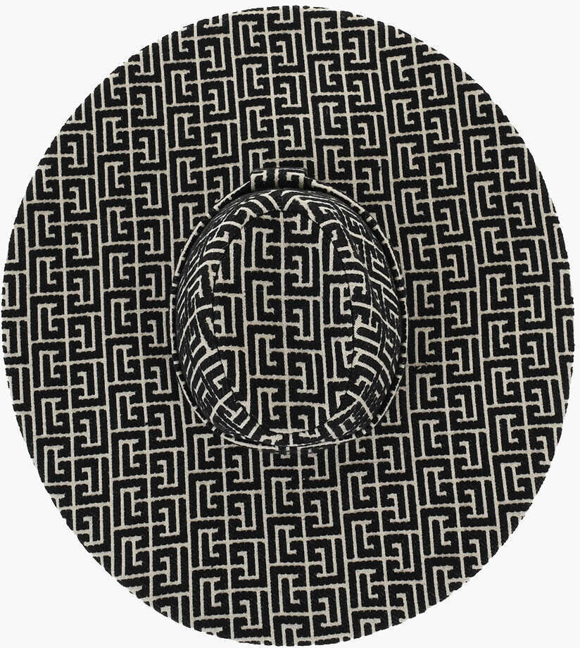 Caciuli Balmain Two-Tone Floppy Hat With All-Over Monogram Beige Femei (BM 18890623) 4