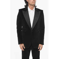 Sacouri Peak Lapel Velvet Tuxedo Blazer Barbati