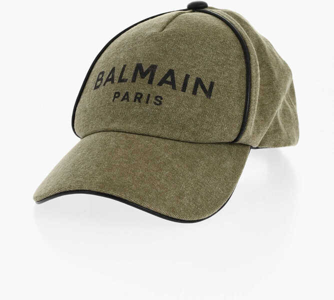 Caciuli Balmain Canvas B-Army Cap With Leather Trims Military Green Barbati (BM 18890635) 1