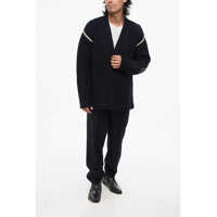 Pulovere Maison Margiela pentru Barbati - Cardigane Maison Margiela Mm1 V-Neck Wool Cardigan With Denim Patches Midnight Blue Barbati (BM 18890644) - B-mall.ro