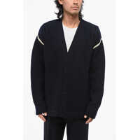 Cardigane Mm1 V-Neck Wool Cardigan With Denim Patches Barbati