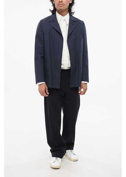 Sacouri Fendi Virgin Wool Notch Lapel Mirto Blazer Blue Barbati (BM 18890653) 4