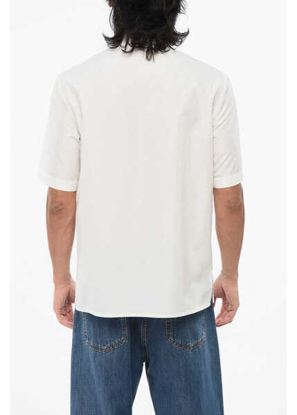 Camasi casual Dior Parley Solid Color Short Sleeved Shirt With Zip Closure White Barbati (BM 18890656) 2