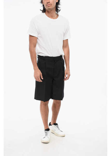Pantaloni scurti Gucci Single-Pleated Wool Blend Shorts Black Barbati (BM 18890662) 4