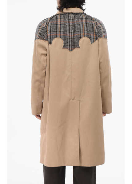 Paltoane Maison Margiela Cotton Coat Vintage Effect Check Details Beige Barbati (BM 18890785) 2