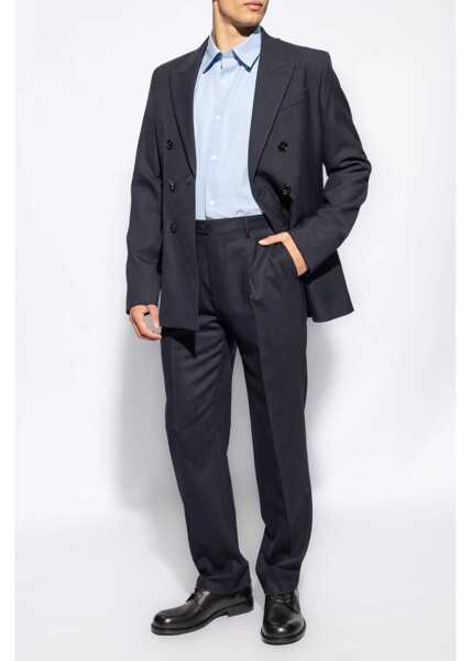 Sacouri AMI ALEXANDRE MATTIUSSI Virgin Wool Side Vents Peak Lapel Double-Breasted Blazer Blue Barbati (BM 18890797) 2