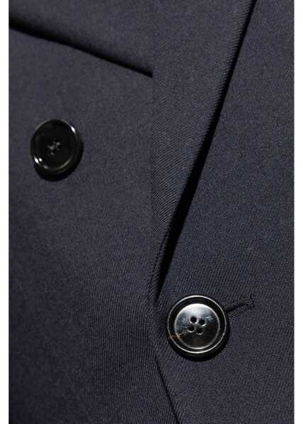 Sacouri AMI ALEXANDRE MATTIUSSI Virgin Wool Side Vents Peak Lapel Double-Breasted Blazer Blue Barbati (BM 18890797) 5