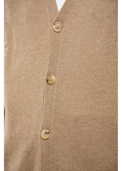 Cardigane Maison Margiela Mm10 V-Neck Wool Cardigan Brown Barbati (BM 18890815) 3