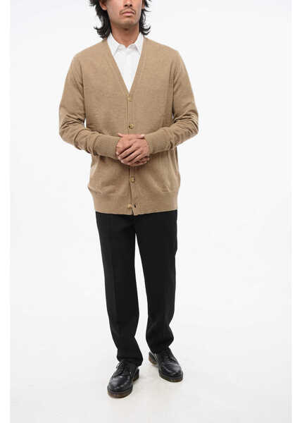 Cardigane Maison Margiela Mm10 V-Neck Wool Cardigan Brown Barbati (BM 18890815) 4