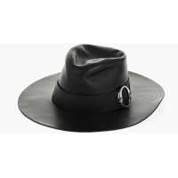 Caciuli Leather Poem Fedora Hat With Meatl Frontal Detail Barbati