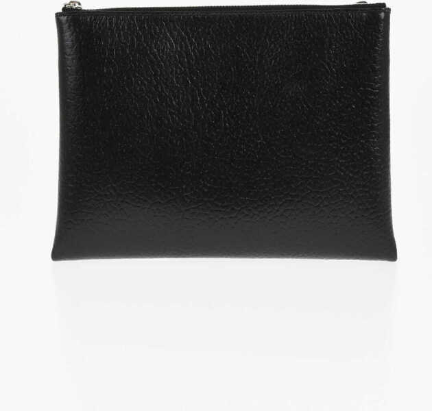 Genti de mana Alexander McQueen Textured Leather Pouch With Double Zip Black Femei (BM 18890842) 2