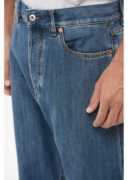 Blugi drepti Valentino Garavani Straight Leg Jeans With Leather Logo Patch 24Cm Blue Barbati (BM 18890872) 3