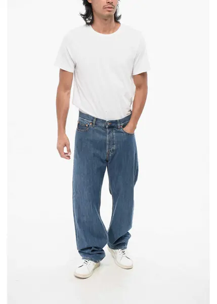 Blugi drepti Valentino Garavani Straight Leg Jeans With Leather Logo Patch 24Cm Blue Barbati (BM 18890872) 4