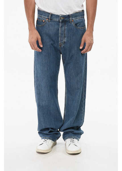 Blugi drepti Valentino Garavani Straight Leg Jeans With Leather Logo Patch 24Cm Blue Barbati (BM 18890872) 1