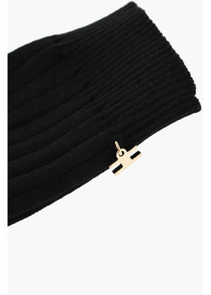 Sosete Elisabetta Franchi Cut Out Logoed Socks Black Femei (BM 18890878) 2